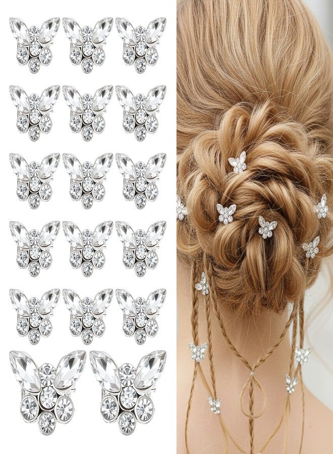 Azefnuhk 20 PCS Mini Butterfly Hair Clips, Silvery Rhinestone Butterfly Hair Clips, Decorative Butterfly Hair Accessories for Girls Women Hairstyling School Party Bridal Wedding Barrettes Birthday Gift - Image 1
